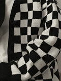 Men's V Neck Checkered Cardigan Sweater-Outfit