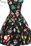 Women Casual Elegant Office Work Red Christmas Retro Hepburn O-neck Sleeveless Swing Party