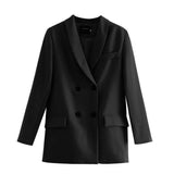 2021 spring womens blazer suit double breasted jacket coat solid color office ladies formal