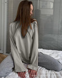 Spring And Autumn New Solid Color Long-Sleeved T-Shirt Women Hot BF Wind Lengthn Cotton Top