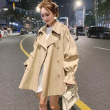 Short Windbreaker Overcoat Loose Coat Woman Trench Coat A Line Female Moda Mujer Overcoat Cloak Sashes Vintage