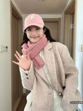 High-End Feel Pink Woolen Coat for Women Autumn Winter Korean Style Loose Slim Thick Suit Jacket Top High Quality