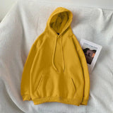 Cotton Hoodies Women Fashion Solid Color Casual Hooded Sweatshirt Streetwear Loose Hip Hop Pullover Hoodie Couple