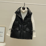 2022 New Warm Women Winter Vests Pockets Stand Collar Short Cotton Padded Jacket Sleeveless Female Winter