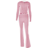knit two-piece suit with zip and