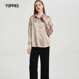 Women's Shirt Solid Blouse Loose Soft Long Sleeve Officie Ladies Top Temperament Satin Shirt Spring Autumn