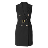 Red Small Suit Medium Long Chic Retro Belt Korean Version 2025 Casual Temperament White Suit Jacket