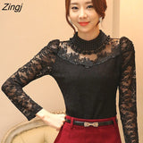 long sleeve bodysuit beaded Women lace blouse shirts crochet tops blusas Mesh Chiffon blouse female