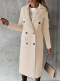 Women's Spring 2025 Coat Hair, Coat Solid Long Sleeve Double Buckle Bag Temperament