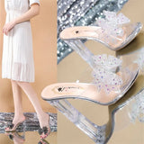outerwear 2022 summer sandals women's shoes crystal heels high-heeled open-toe transparent rhinestone women's