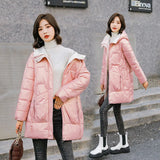 New Winter Thicken Women's Puffer Coat Glossy Warm Hooded Long Cotton Padded Jacket Ladies Winter Down Cotton