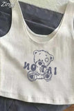 Top Bear Sleeveless Women Slim Fit Summer Sexy Crop Tops Versatile Short Length High Street Y2k Hotsweet Ropa De