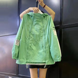 Autumn Quick Dry Women's Jackets Coats Windbreaker Sun Protection Patchwork Color Double Zipper Thin Summer Women