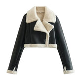 New Women's Collar Fur All-In-One Double-Sided Short Jacket
