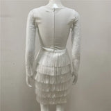 New Tassel Bodycon Bandages Dress Women Sexy Lace Patchwork Clothes Elegant Party