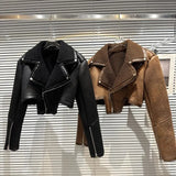 2022 Winter New Arrival Long Sleeve Lambswool Fur Leather Coat Turn Down Collar Short Jacket Women