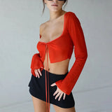 Sexy See Through Casual Tee Mesh Y2k 2022 Green Beach Bandage Long Sleeve Crop Tops Women Summer T