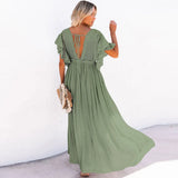 Women Swimsuit Cover Ups Mandarin Sleeve Kaftan Beach Tunic Dress Robe De Plage Solid White Pareo Beach
