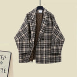 Winter Warm Clothes For Women French Vintage Notched V Neck Plaid Woolen Coats+knitted Sweater+pleated Skirts 3 Piece