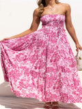 for Women 2022 Summer Women's Print Dress Wrapped In Chest Long Skirt Oversized Bridesmaid Dress Robe Evening