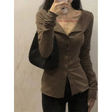 Y2K Shirts Women Streetwear Long Sleeve Slim Blouses Korean Harajuku Fashion Solid Chic Casual Bottoming Shirt Tops