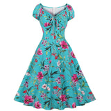60s Women Dresses Summer 2022 V Neck Floral Print Boho Beach Dress Boho Short Sleeve A Line Midi Dress Wrap Sundress