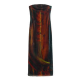 New Women's Printed Net A Word Shoulder-To-Shoulder-Back Dress