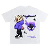 Hip Hop Letter Print T Shirt Cartoon Print Oversized Tops Women New Harajuku Fashion Casual All Match Loose Tops