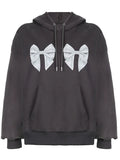 Street Bow Print Drawstring Oversized Hoodie- Outfit