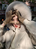 New Large Real Fox Fur Hooded Winter Puffer Feather Jacket Women Warm 90% White Duck Down Coat Waterproof