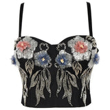 halter Floral Rhinestone summer corset crop top women bustier hotwife rave outfit club party y2k tank top womens tube
