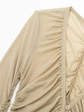 2023 Tulle Crop Top Women Ruched Mesh Top Female Cropped Sexy See Through Tops Woman Long Sleeve Semi Transparent