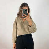 2021 Woman Sweaters V Neck Plaid Vintage Pullover Women Dropped Sleeve Texture Winter Pull Femme Chic Tops Jumper