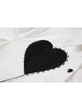 Heart Print Shirts Vintage Polo-Neck Long Sleeve Single Breasted Oversized Streetwear Loose Y2K Gothic Female
