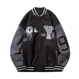 Embroidery Eyeball Woman Jacket Loose Baseball Uniform Purifying Coat HighStreet men Tops Flocking Winter