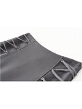 Waist Pleated Skirts For Women Bandage Short Grey Skirts Gothic Sexy Club Streetwear Casual Harajuku Mini Skirts