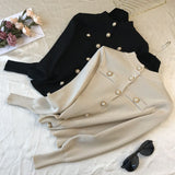 Autumn winter Women thick Sweater Pullovers long sleeve button o-neck chic Sweater Female Slim knit top soft