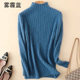 100% Mink Cashmere Knitted Pullover Women's Sweater Jumper Super Warm Female Soft Elasticity Slim Sweater Full