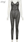 Fashion Leopard Print Sexy V Neck Skinny Jumpsuits Women Sleeveless Backless Party Workout Female Rompers