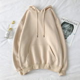 Hoodie Solid Loose Fleece Casual Long Sleeve Top Streetwear hip hop Pullover Sweatshirt Korean Fashion Couple
