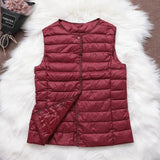 90% Ultra Light White Duck Down Women Vest Thin Coat Women Duck Down Sleeveless Jacket V Collar Or O Collar