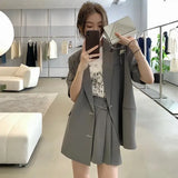 Women's Clothing Short-sleeved Jacket Set 2023 Summer New Design Sense of Temperament Set Loose Two-piece Pant