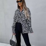 Loose Zebra Print Long Sleeve Shirt Women Blouse Spring Tops Fashion Office Lady Turn Down Collar Clothes Blusas New