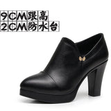 Coarse Waterproof Table Deep Mouth Single Shoes Women's Spring And Autumn Dress Work Shoes Side Zipper Fashion Singles High