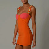Strap Bandages Dress 2022 New Sexy Buttons Women Bodycon Clothes Evening Party Club