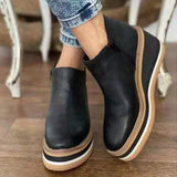 Shoes Women 2022 Autumn Black Platform Boots Women Zipper Wedge Booties Size 43 Heeled Ankle Boots Botas De