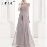 2022 High Waist Lace Patchwork Evening Party Dresses Women Elegant Fashion Solid A-line Wedding Dress Vestidos De