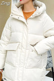 2023 Winter Women Mid-long Parkas Jackets Casual Thick Warm Hooded Pattern Coat Female Winter Outwear Jacket
