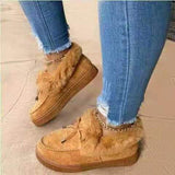 Women Winter Boots Warm Plush Velvet Ankle Snow Boots Lace Up Soft Winter Sneakers Comfortable Cotton Shoes for