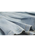 Waist Denim Mini Skirt Women Korean Vintage New Fashion Slimming Versatile Denim Button Lotus Leaf Pleated Skirts